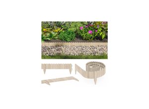 4066731337446 - OK-Living Beeteinfassung Kiefernholz 203 x 10 cm Länge 4 m Rasenkante Holzzaun Garten