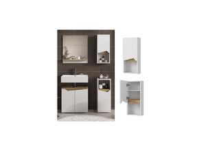 4066731340453 - Hängeschrank Marelle 30 x 67 cm Weiß Artisan modern Badschrank schmal Badezimmer