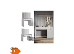 4066731340620 - Schminktisch Adela Weiß Hochglanz 115 x 76 cm LED-Spiegel Frisierkommode 4066731340620 - Schminktisch Adela Weiß Hochglanz 115 x 76 cm LED-Spiegel Frisierkommode