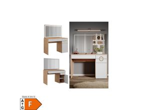 4066731340682 - Schminktisch Adela Natural Rockford Hickory Weiß 115 x 76 cm LED-Spiegel