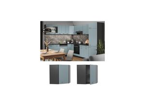 4066731343768 - Eckhängeschrank Küchenschrank R-Line Solid Anthrazit Blau Grau 57 cm modern