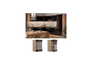 4066731344208 - Glashängeschrank Küchenschrank R-Line Solid Eiche Schwarz 40 cm modern 4066731344208 - Glashängeschrank Küchenschrank R-Line Solid Eiche Schwarz 40 cm modern