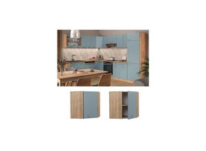 4066731344307 - Eckhängeschrank Küchenschrank R-Line Solid Eiche Blau Grau 57 cm modern