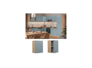 4066731344482 - Hängeschrank Küchenschrank R-Line Solid Eiche Blau Grau 45 cm modern