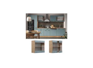 4066731344505 - Glashängeschrank Küchenschrank R-Line Solid Eiche Blau Grau 60 cm modern