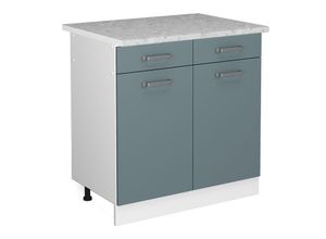 4066731345250 - Schubunterschrank Küchenschrank R-Line Solid Weiß Blau Grau 80 cm modern Arbeitsplatte 4066731345250 - Schubunterschrank Küchenschrank R-Line Solid Weiß Blau Grau 80 cm modern Arbeitsplatte