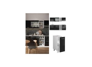 4066731345540 - Küchenzeile R-Line Solid Weiß Schwarz 240 cm modern Küchenschränke Küchenmöbel