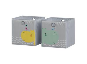 4066731346004 - Faltbox  Grau (Bär & Nilpferd) 30 x 30 cm (Motiv Bär & Nilpferd) Vicco