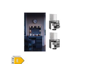 4066731346134 - Schminktisch Sherry Grau 90 cm mit LED Beleuchtung und Hocker Vicco