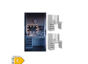 4066731346219 - Schminktisch Sherry Weiß 120 cm mit LED Beleuchtung und Spiegelregal Vicco