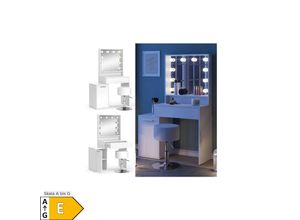 4066731347261 - Schminktisch Altea 95 x 145 cm Weiß Frisiertisch Spiegel Hocker LED modern