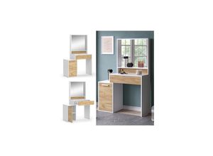 4066731347278 - Schminktisch Altea mit Spiegel 95 x 145 cm Weiß-Eiche Frisiertisch modern