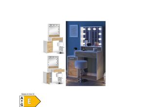 4066731347308 - Schminktisch Altea Goldkraft Eiche Weiß 95 cm mit led Beleuchtung und Hocker Vicco 4066731347308 - Schminktisch Altea Goldkraft Eiche Weiß 95 cm mit led Beleuchtung und Hocker Vicco