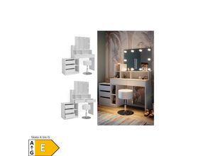 4066731347469 - Schminktisch Anja 1398 x 115 cm Weiß Spiegel Hocker LED Frisiertisch