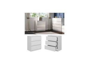 4066731351121 - Kommode Calisto Weiß 70 x 785 cm mit 3 Schubfächer Highboard Schrank