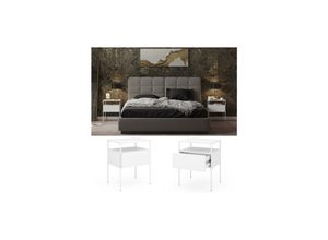 4066731351237 - Nachtschrank Mira Weiß 40 x 50 cm 2er Set Ablage Nachtkommode modern