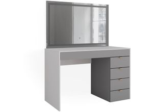 4066731352852 - Schminktisch Elise Weiß Grau Grau 115 cm mit LED-Spiegel Vicco