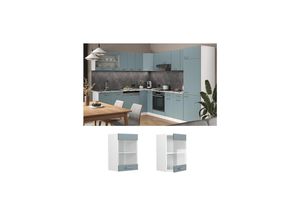 4066731354092 - Glashängeschrank Küchenschrank R-Line Solid Weiß Blau Grau 40 cm modern