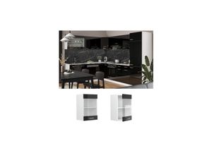 4066731354108 - Glashängeschrank Küchenschrank R-Line Solid Weiß Schwarz 40 cm modern 4066731354108 - Glashängeschrank Küchenschrank R-Line Solid Weiß Schwarz 40 cm modern