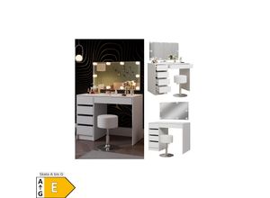 4066731366217 - Livinity Schminktisch Thalia Weiß Hochglanz 100 cm mit LED-Beleuchtung und Hocker