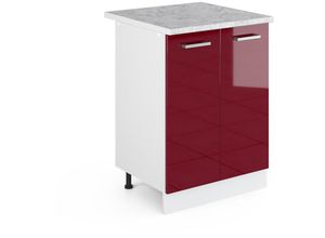 4066731367283 - Unterschrank R-Line Bordeaux Hochglanz 60 cm mit Türen mit Arbeitsplatte Vicco