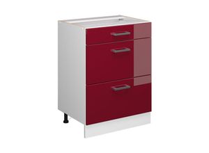 4066731367658 - Unterschrank R-Line Bordeaux Hochglanz 60 cm mit Schubladen ohne Arbeitsplatte Vicco