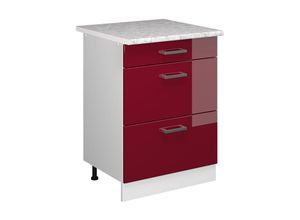 4066731367665 - Unterschrank R-Line Bordeaux Hochglanz 60 cm mit Schubladen Vicco