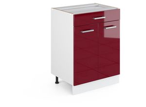 4066731369089 - Unterschrank R-Line Bordeaux Hochglanz 60 cm mit Schubladen ohne Arbeitsplatte Vicco