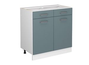 4066731369560 - Unterschrank R-Line Blau-Grau 80 cm mit Schubladen und Türen ohne Arbeitsplatte Vicco