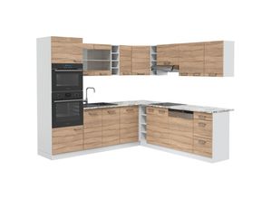 4066731371259 - Eckküche R-Line Sonoma Weiß 237 x 247 cm  AP Eiche Vicco