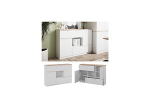 4066731381203 - Sideboard Betti Weiß Sonoma 120 x 836 cm 2x Tür 2x Schublade und 1x offenes Fache Vicco