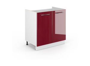 4066731384044 - Spülenunterschrank Fame-Line Bordeaux Hochglanz 80 cm  ap Marmor Vicco