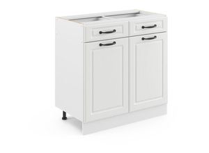 4066731384129 - Küchenunterschrank R-Line Weiß Landhaus 80 cm  AP Eiche Vicco
