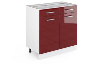 4066731384334 - Küchenunterschrank R-Line Bordeaux Hochglanz 80 cm  ap Anthrazit Vicco