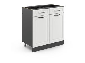 4066731384730 - Küchenunterschrank R-Line Weiß Landhaus 80 cm  ap Marmor Vicco