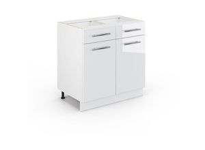 4066731384761 - Küchenunterschrank Fame-Line Weiß Hochglanz 80 cm  AP Eiche Vicco