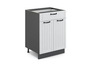 4066731385614 - Küchenunterschrank Fame-Line Weiß Landhaus 60 cm mit Schublade ap Anthrazit Vicco