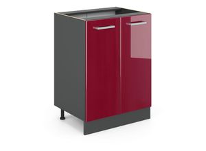 4066731385850 - Küchenunterschrank R-Line Bordeaux Hochglanz 60 cm  ap Eiche Vicco