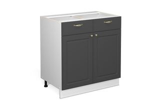 4066731385935 - Küchenunterschrank Fame-Line Anthrazit-Gold 80 cm  ap Eiche Vicco