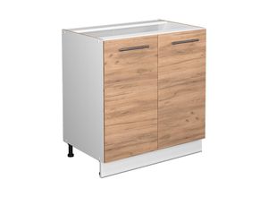 4066731386147 - Spülenunterschrank Fame-Line Goldkraft Eiche 80 cm mit Regal AP Marmor Vicco