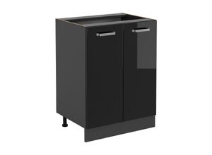 4066731386451 - Küchenunterschrank R-Line Schwarz Hochglanz 60 cm  ap Eiche Vicco