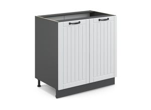 4066731387038 - Spülenunterschrank Fame-Line Weiß Landhaus 80 cm mit Regal AP Eiche Vicco