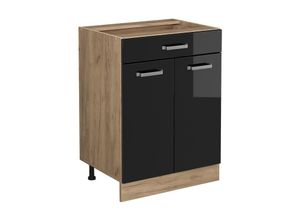 4066731387502 - Küchenunterschrank R-Line Schwarz Hochglanz 60 cm mit Schublade ap Anthrazit Vicco