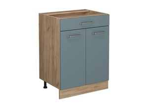 4066731387632 - Küchenunterschrank R-Line Blau-Grau 60 cm mit Schublade AP Anthrazit Vicco