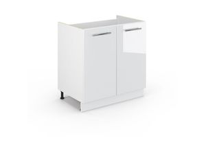 4066731387656 - Spülenunterschrank Fame-Line Weiß Hochglanz 80 cm  ap Anthrazit Vicco