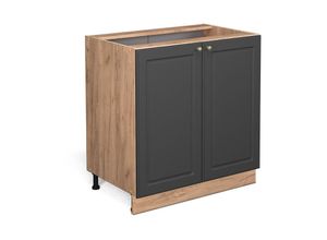 4066731388080 - Spülenunterschrank Fame-Line Anthrazit-Gold 80 cm mit Regal ap Marmor Vicco