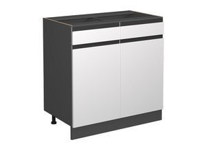 4066731388516 - Küchenschrank mit Schublade R-Line Weiß 80 cm ap Marmor Vicco