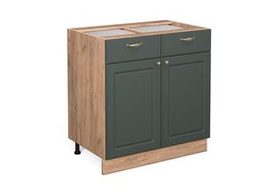 4066731389032 - Küchenunterschrank Fame-Line Grün-Gold Landhaus 80 cm  AP Anthrazit Vicco