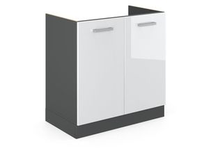 4066731389407 - Spülenunterschrank R-Line Weiß Hochglanz 80 cm  ap Eiche Vicco