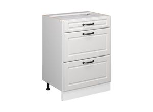 4066731391417 - Küchenschrank mit Schublade R-Line Weiß Landhaus 60 cm ap Marmor Vicco